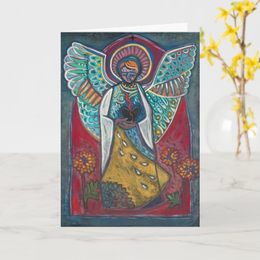 Rouwkaart met engel van het gebroken hart kaart (Gele Bloem)