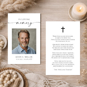 rouwkaart met foto en herdenkingsgebed visitekaartje