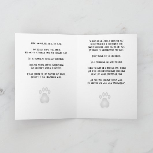Rouwkaart voor huisdier kaart (Binnen)