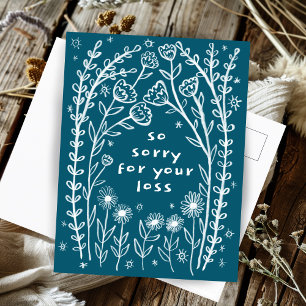 ROUWKAARTEN Bloemrijke Schets Sorry Briefkaart