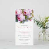 Rouwkaarten | Botanische Rozen in Roze Bedankkaart (Staand voorkant)