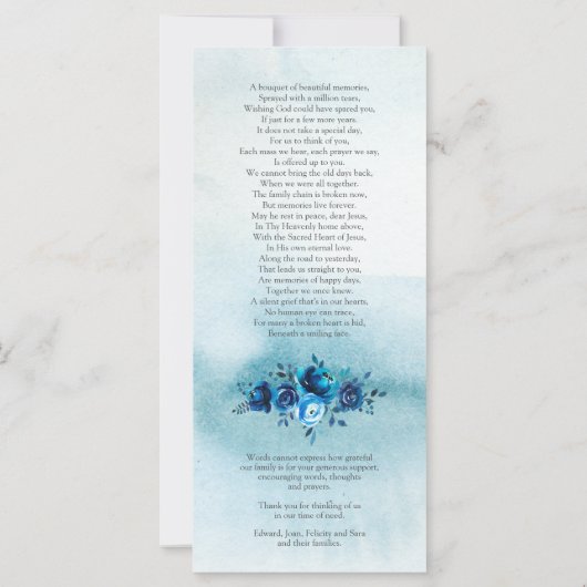 Rouwkaarten met dankbetuiging | Aquarel en bloem (Achterkant)