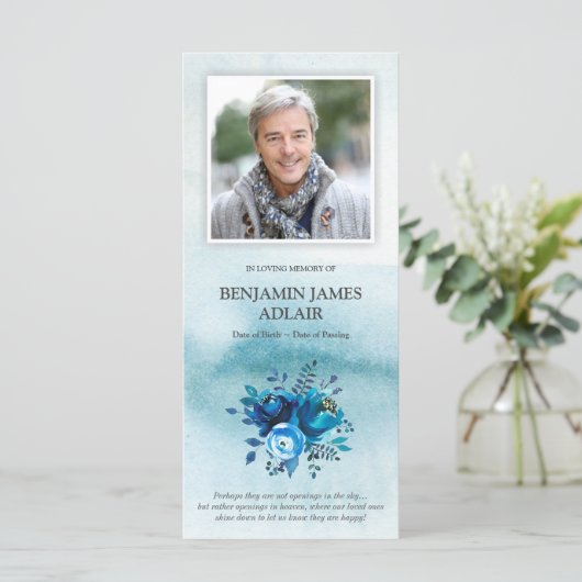 Rouwkaarten met dankbetuiging | Aquarel en bloem (Staand voorkant)