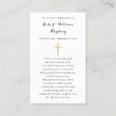 Rouwkaarten met foto en gebed visitekaartje (Achterkant)