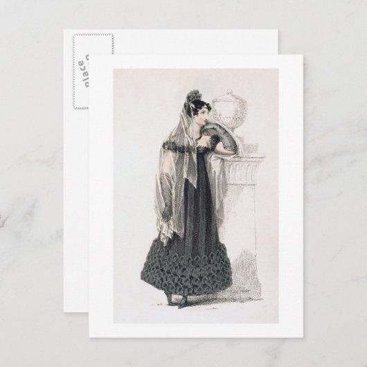 rouwkleding, mode bord van Ackermann's Rep Briefkaart (Voorkant / Achterkant)