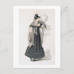 rouwkleding, mode bord van Ackermann's Rep Briefkaart