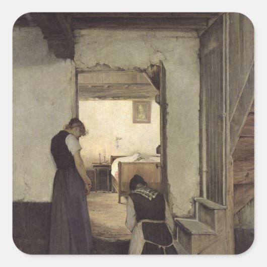 rouwtijd vierkante sticker (Voorkant)