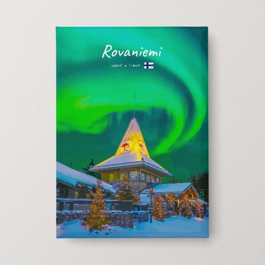 Rovaniemi, Finland - Magische Aurora Button (Voorkant)