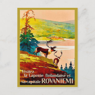 Rovaniemi, Finland, rendeers aan de kust Briefkaart