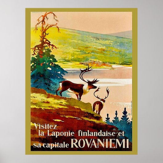 Rovaniemi, Finland, rendeers aan de kust Poster (Voorkant)
