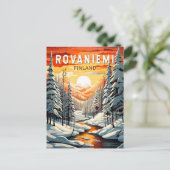 Rovaniemi Finland Travel Art Vintage Briefkaart (Staand voorkant)