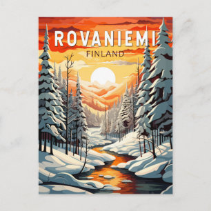 Rovaniemi Finland Travel Art Vintage Briefkaart