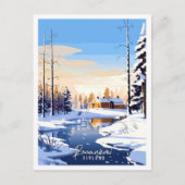 Rovaniemi Finland vintage reisillustratie Briefkaart (Voorkant)