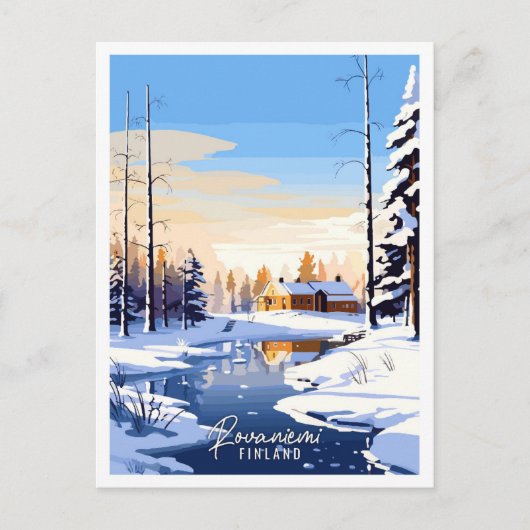 Rovaniemi Finland vintage reisillustratie Briefkaart (Voorkant)