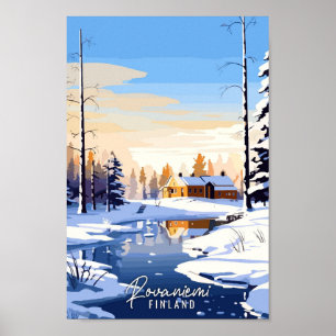 Rovaniemi Finland vintage reisillustratie Poster