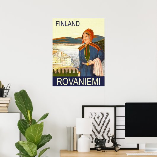 Rovaniemi, Finland, vrouw aan de kust Poster (Thuiskantoor)