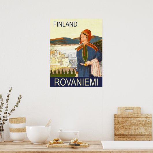 Rovaniemi, Finland, vrouw aan de kust Poster (Keuken)