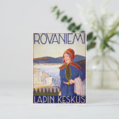 Rovaniemi Lapin Keskus Vintage Travel Poster Briefkaart (Staand voorkant)
