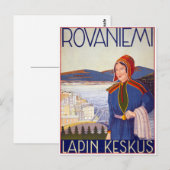 Rovaniemi Lapin Keskus Vintage Travel Poster Briefkaart (Voorkant / Achterkant)