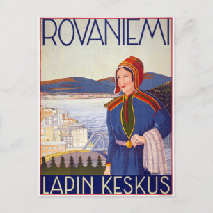 Rovaniemi Lapin Keskus Vintage Travel Poster Briefkaart