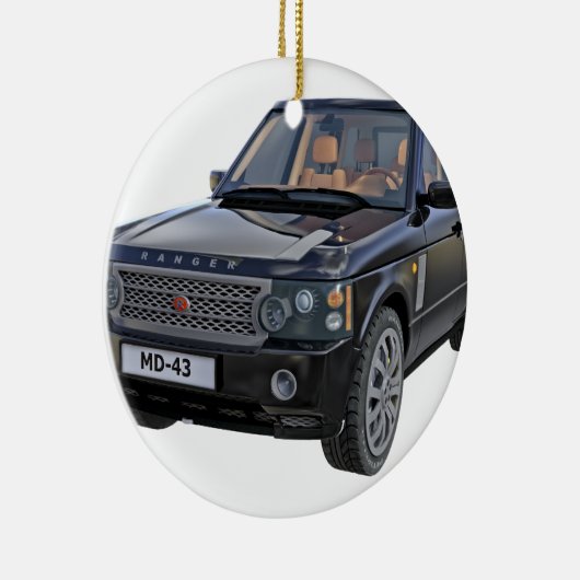 Rover-auto in zwart keramisch ornament (Rechts)