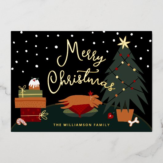 Rover's kerstavond  foto folie feestdagenkaart (Voorkant)