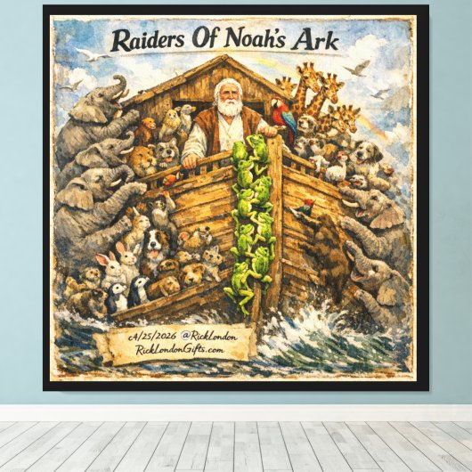 Rovers van de Ark van Noach Cartoon van Rick Londo Canvas Afdruk (Insitu (Houten vloer))