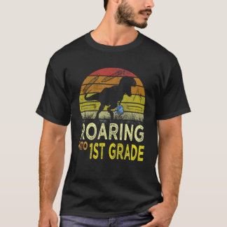 Roving in 1st grade Funny dinosaur terug naar Scho T-shirt