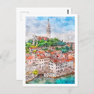 Rovinj Kroatië Beroemde Reisplaats Waterverf Briefkaart
