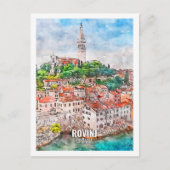 Rovinj Kroatië Beroemde Reisplaats Waterverf Briefkaart (Voorkant)