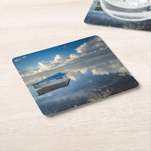 Row Boat op het water Kartonnen Onderzetters (Schuin)