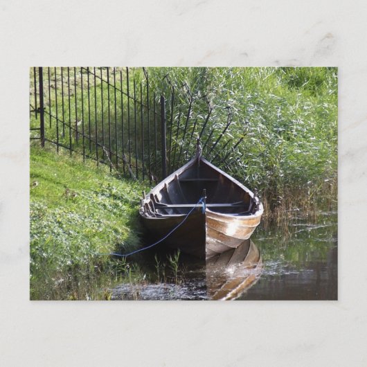 ROW BOAT RIVER NATUUR GRASSEN LAND SCENERY BRIEFKAART (Voorkant)