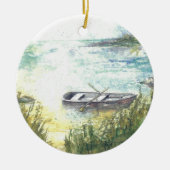 Row Boat Waterway Maureen Girard Tide Keramisch Ornament (Voorkant)
