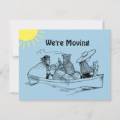 Row Boat We're Moving Blue Announcement Kaart (Voorkant)