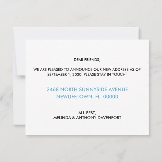 Row Boat We're Moving Blue Announcement Kaart (Achterkant)