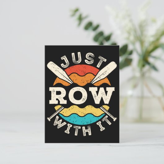 Row gewoon met het grappige roeiteam briefkaart (Staand voorkant)