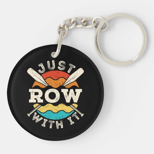 Row gewoon met het grappige roeiteam sleutelhanger (Achterkant)