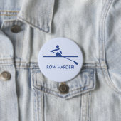Row harder pictogram onderschrift blauw ronde button 7,6 cm (In situ)