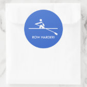 Row harder plezier roeien blauwe sporten ronde sticker (Tas)