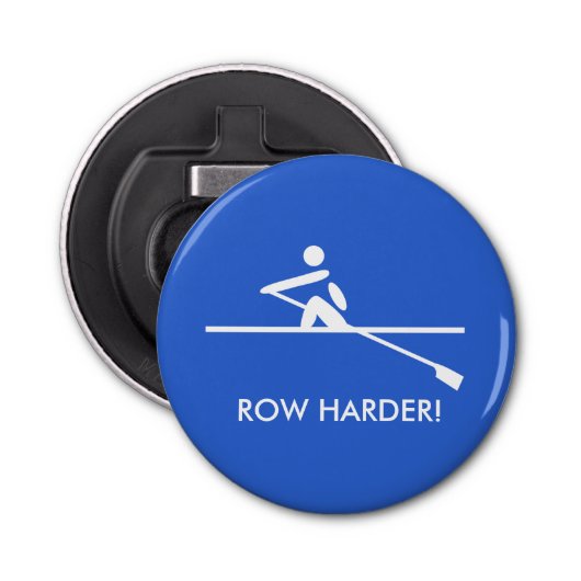 Row hardere ondertiteling blauw button flesopener (Voorkant)