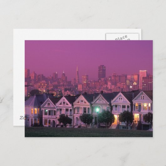 Row-huizen op zonsondergang in San Francisco Briefkaart (Voorkant / Achterkant)