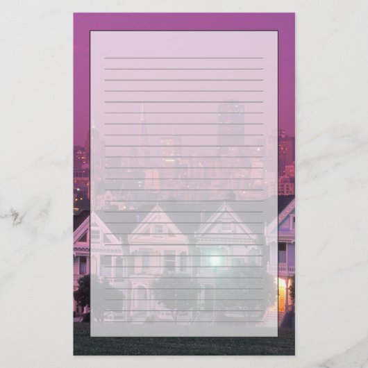 Row-huizen op zonsondergang in San Francisco Briefpapier (Voorkant)