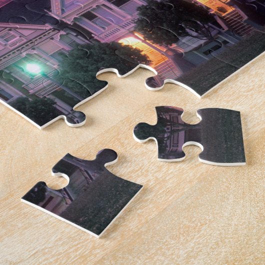 Row-huizen op zonsondergang in San Francisco Legpuzzel (Zijkant)