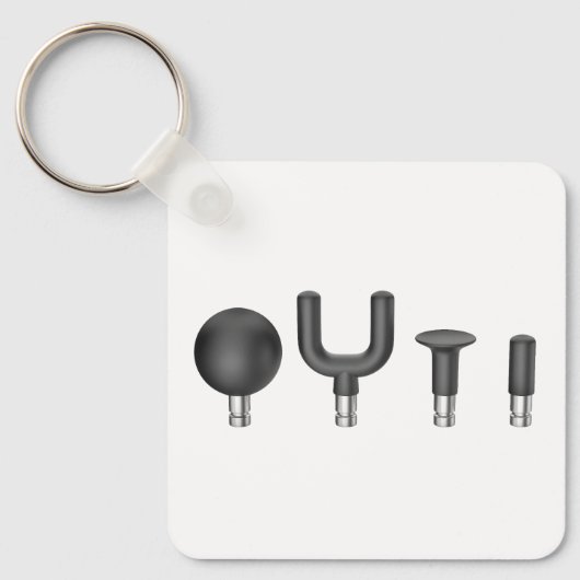 Row of four different massage heads for a massage  sleutelhanger (Voorkant)