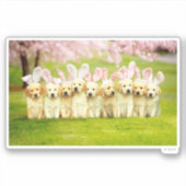 Row of Puppy Bunnies Sticker (Voorkant)