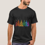 Row of Si LGBTQ Pride Rainbow Christmasrees Vector T-shirt (Voorkant)