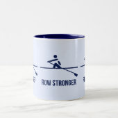 Row sterker harder sneller motivatie tweekleurige koffiemok (Center)