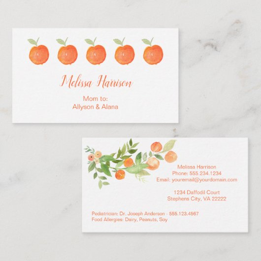 Row van de Griekse mammie van Peaches Row. Visitekaartje (Voorkant / Achterkant)