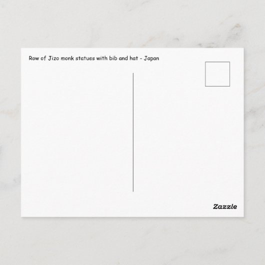 Row van Jizo monk standbeelden met bib en pet - Ja Briefkaart (Achterkant)