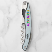 Row van kleurrijke heldere ballonnen, blauw kurkentrekker (Voorkant)